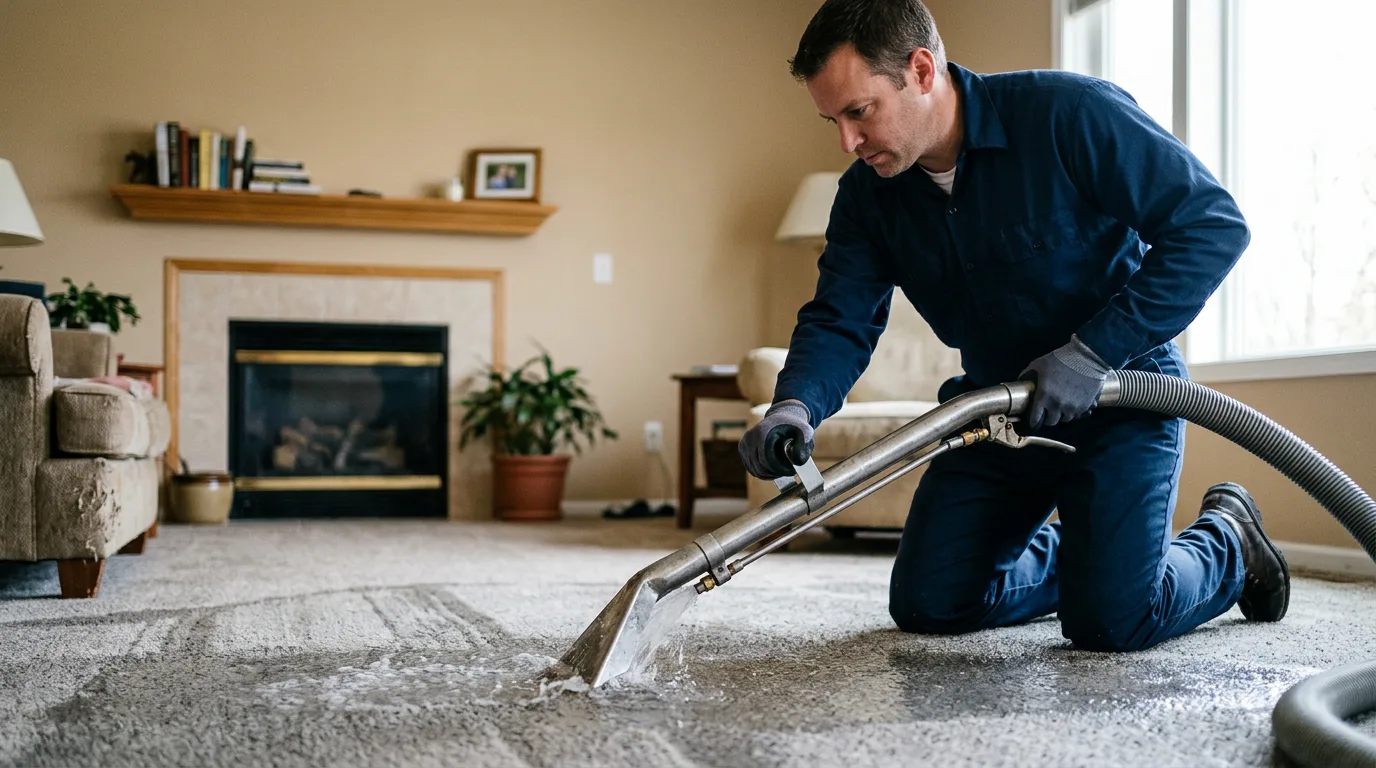 Water damage restoration technician working near Stinnett, KY